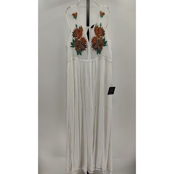 Lulus Women Tickets To Paradise White Embroidered Maxi Dress Basic Sleeveless L - Picture 2 of 3